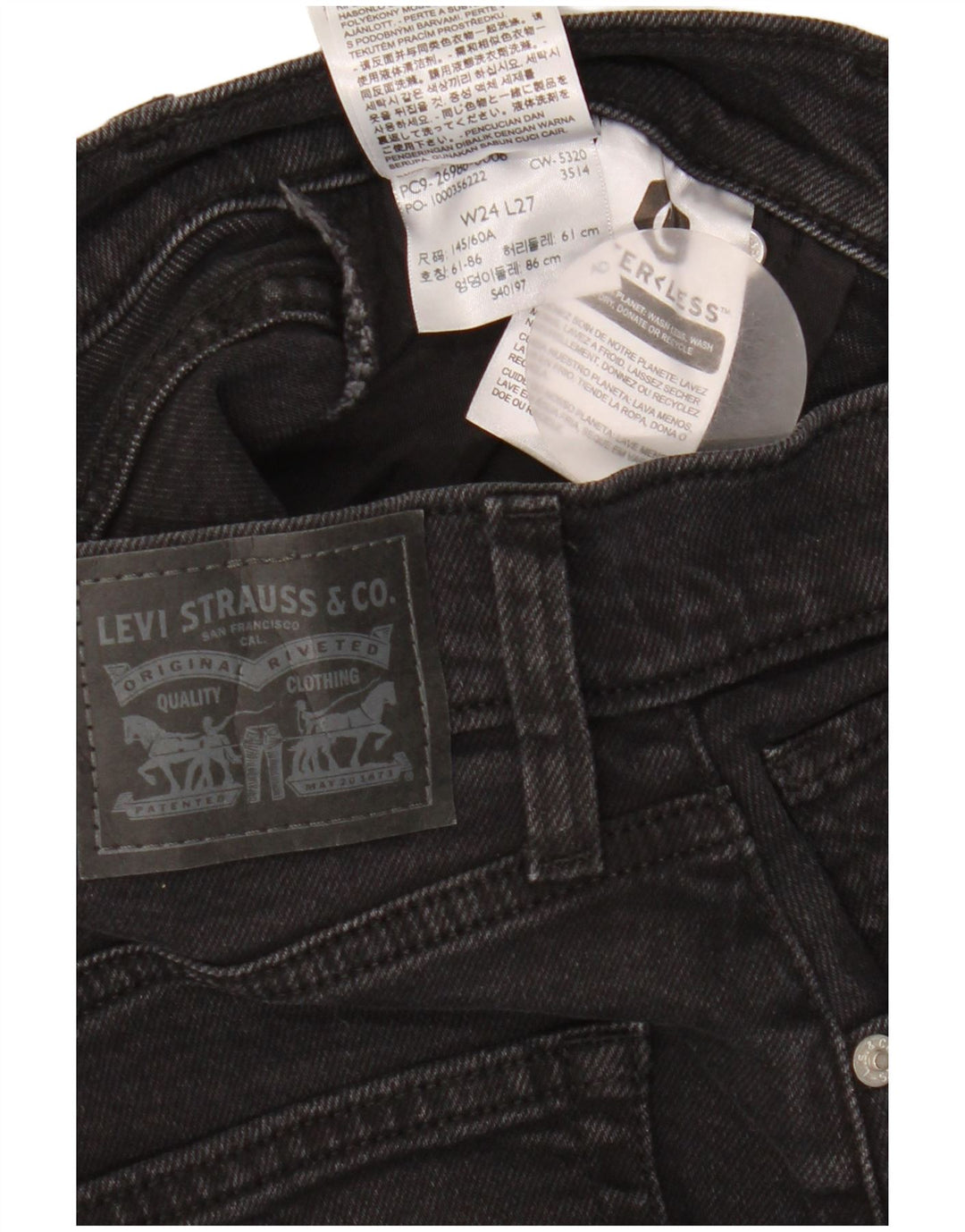 Женские зауженные джинсы Levi's W24 L27, черный хлопок