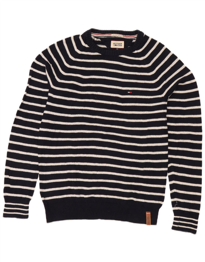 Мужской джемпер с круглым вырезом Tommy Hilfiger, средний темно-синий в полоску