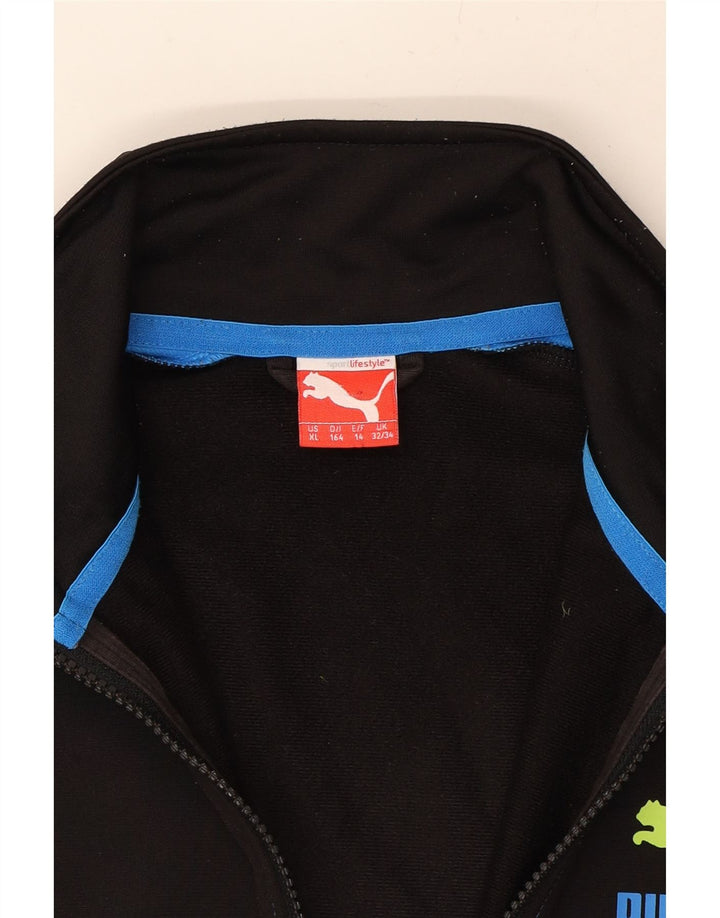 PUMA Boys Graphic Tracksuit Top Jacket 13-14 Years Black Colourblock Vintage Puma and Second-Hand Puma from Messina Hembry 