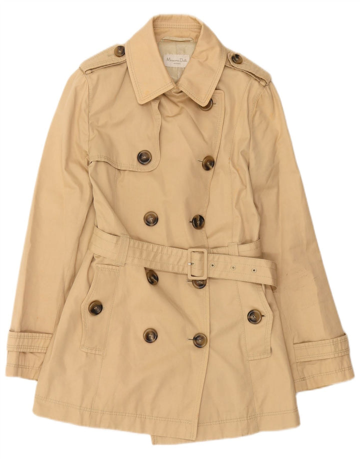 Женский тренч Massimo Dutti UK 12 средний бежевый вискоза