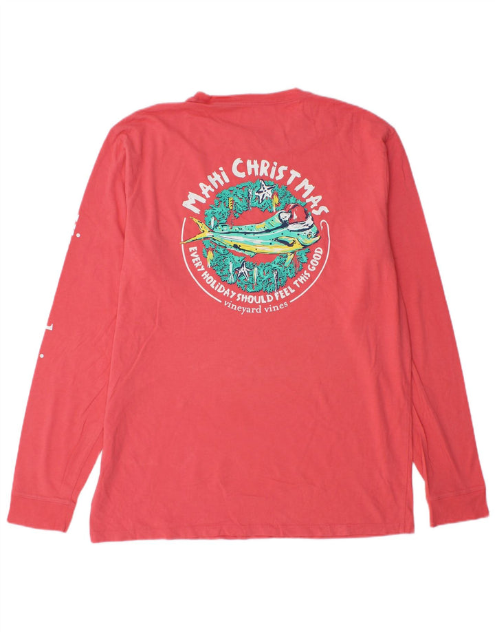 Мужской топ с рисунком Vineyard Vines, средний розовый хлопок, с длинными рукавами