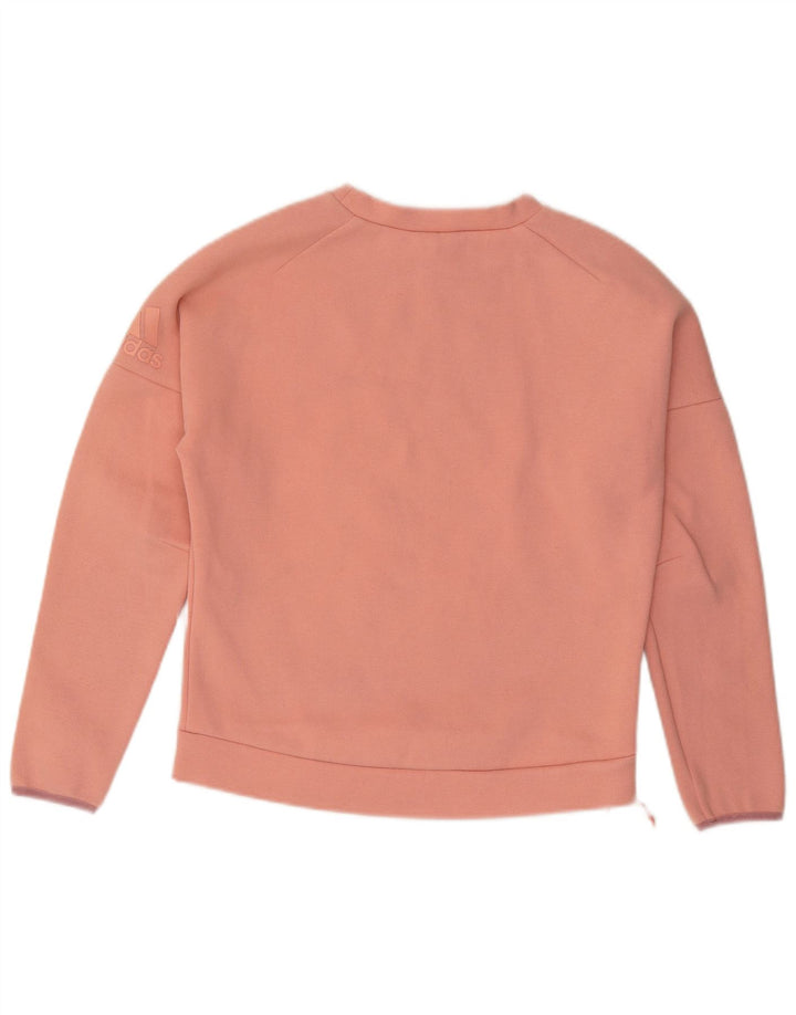 Женский свитер оверсайз ADIDAS, размер 8/10, маленький розовый хлопок, Великобритания