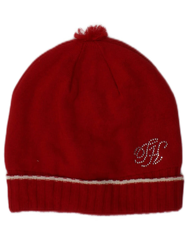 Tommy Hilfiger Женская вязаная шапка-бини, большой размер/XL, красный хлопок