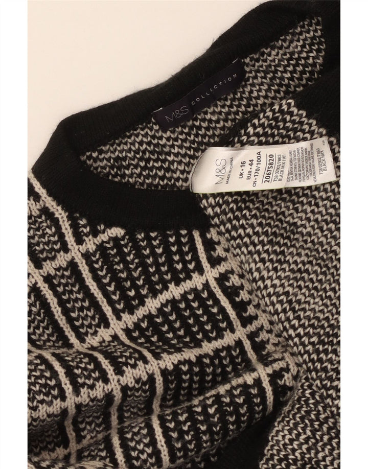 Женский джемпер с круглым вырезом MARKS & SPENCER UK 16, большая черная клетка