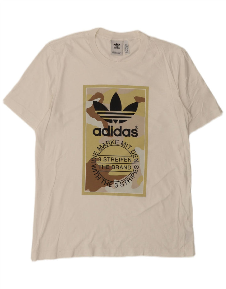 Adidas Мужская футболка с рисунком Топ среднего размера, белый хлопок