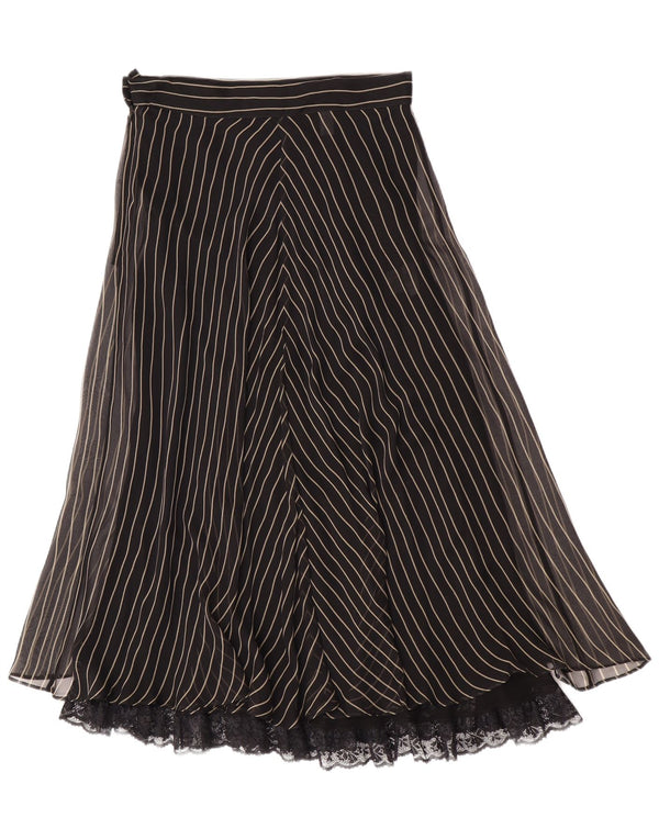 Alberta Ferretti Женская юбка-трапеция UK 12 Medium W28 Черная шелковая полоска