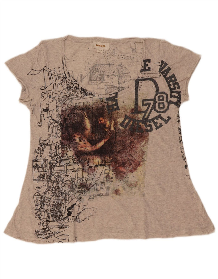 Женская футболка с рисунком Diesel Top UK 12 Medium Grey Flecked