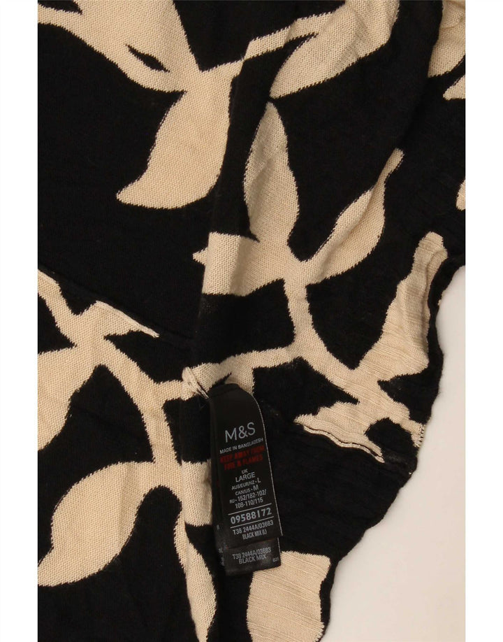 Женский свитер-кардиган оверсайз Marks & Spencer UK 16, большой черный с цветочным принтом