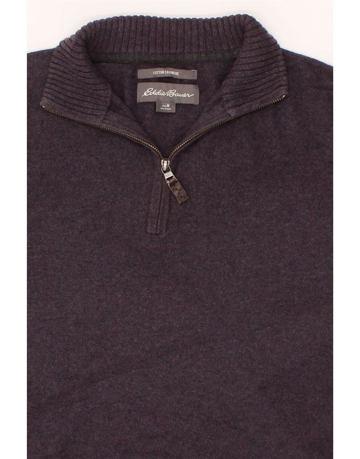 EDDIE BAUER Mens Zip Neck Jumper Sweater Medium Purple Cotton Vintage Eddie Bauer and Second-Hand Eddie Bauer from Messina Hembry 