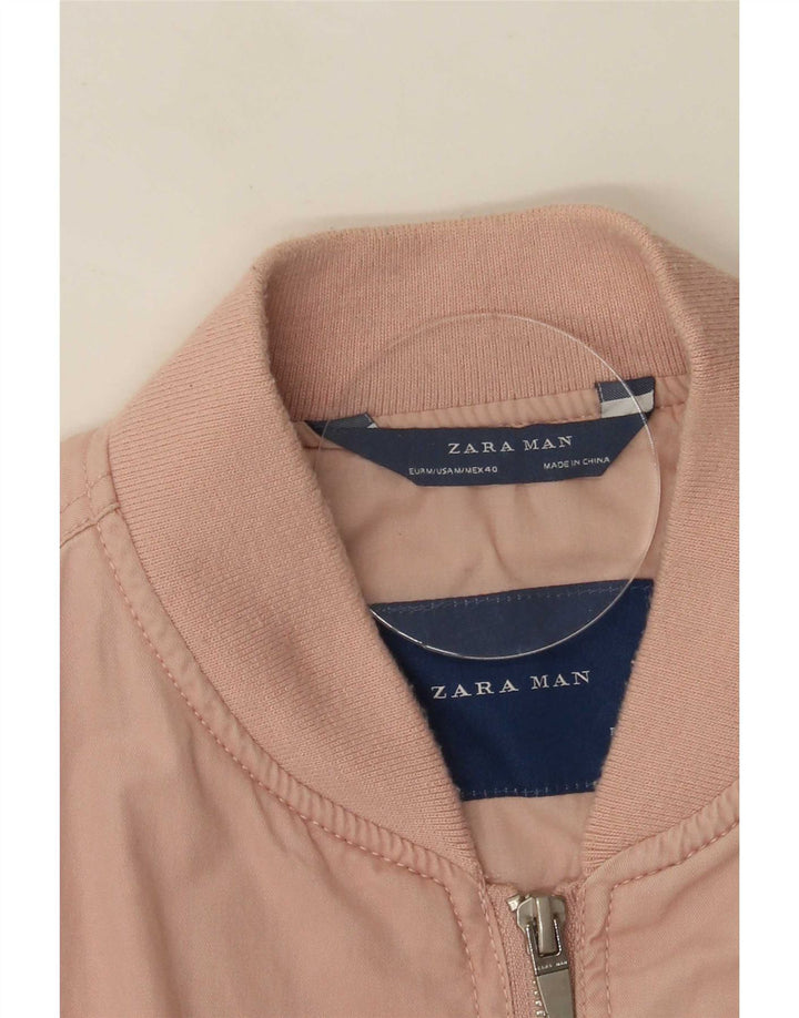 Мужская куртка-бомбер Zara UK 38, средний розовый