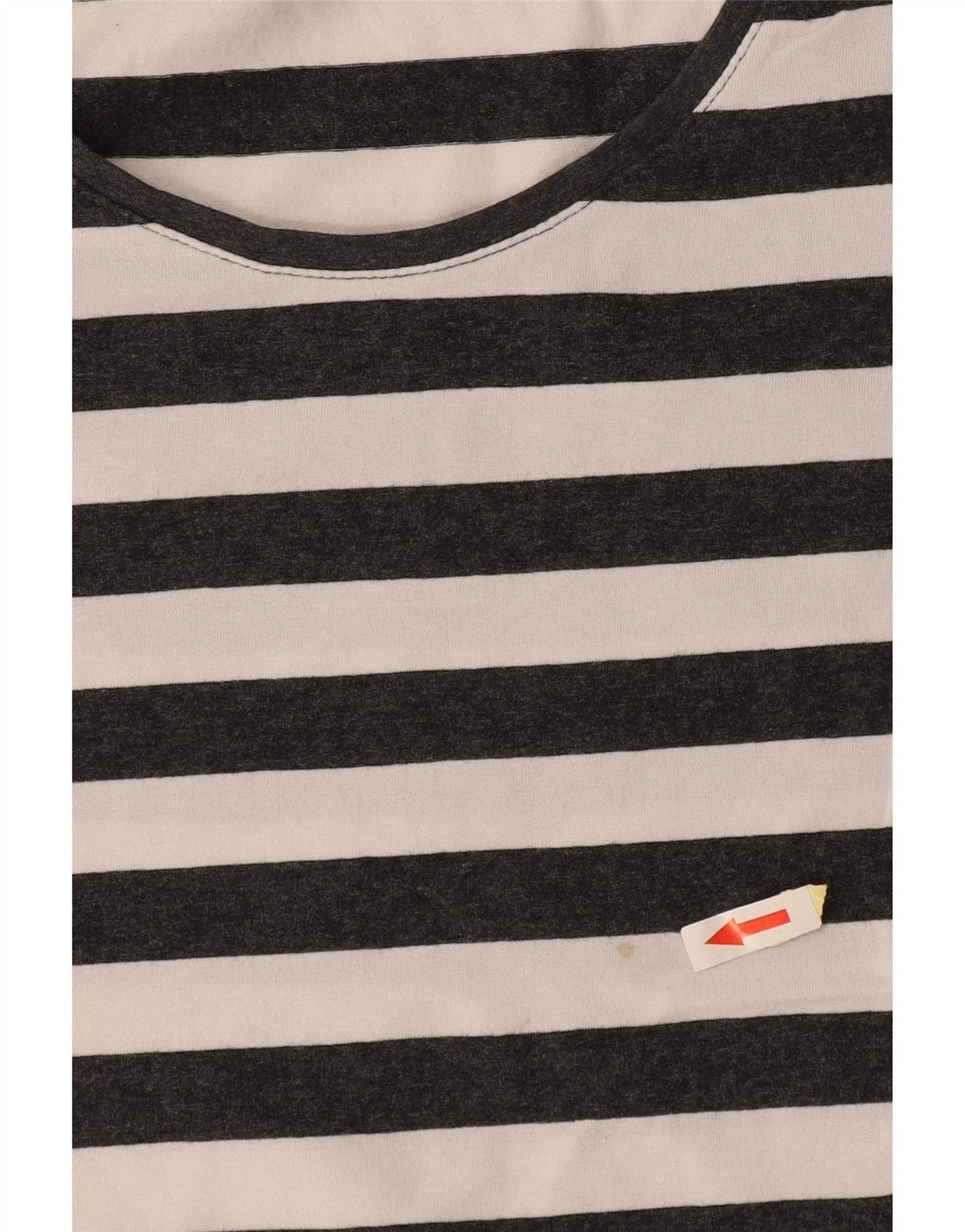 Женская футболка FRENCH CONNECTION Top UK 12, хлопок среднего серого цвета в полоску