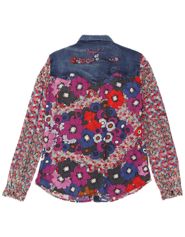 Женская рубашка с длинным рукавом Desigual UK 16, большая, в богемном, разноцветном цветочном стиле