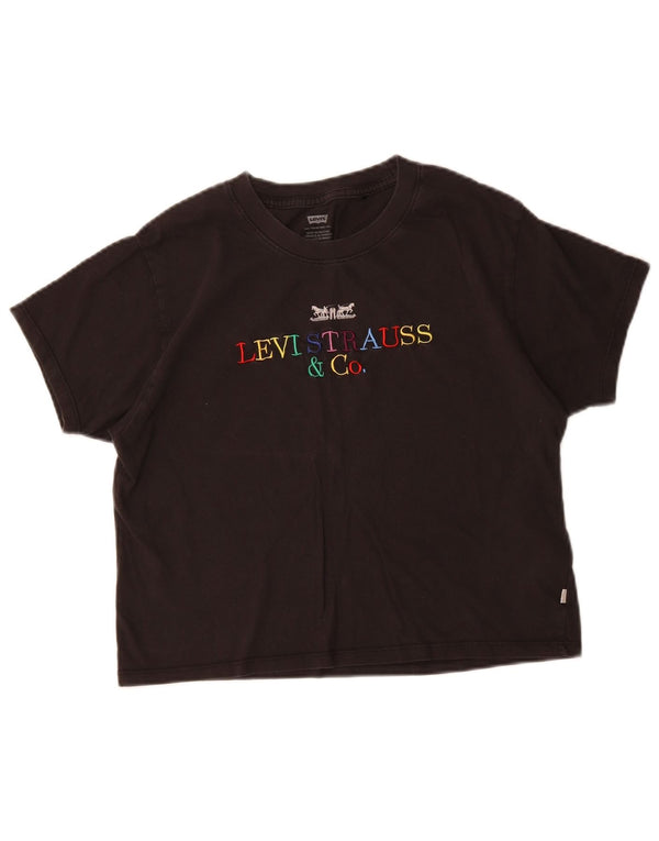 Женская футболка оверсайз с рисунком LEVI'S Top UK 6 XS, черный хлопок