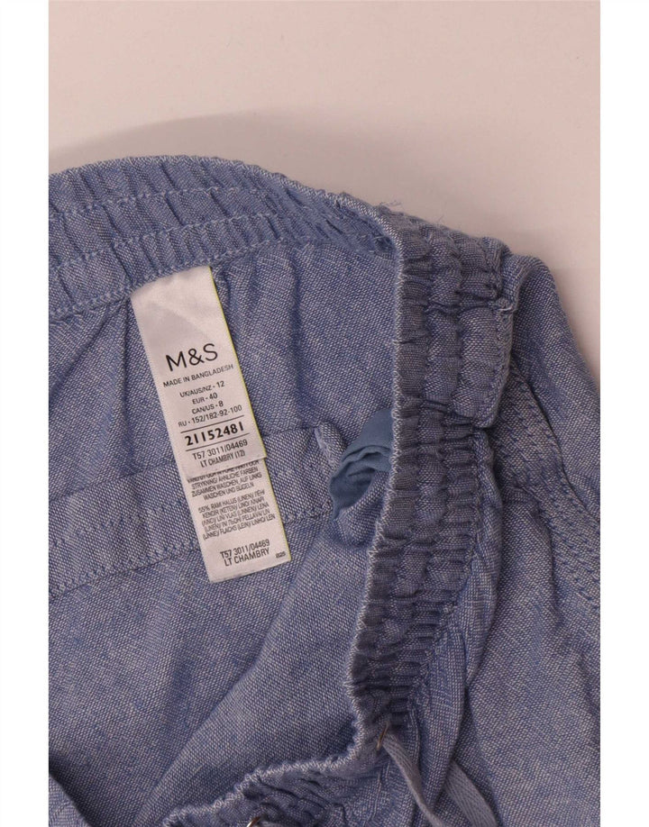 Женские повседневные шорты Marks & Spencer UK 12 Medium W30 Синие льняные
