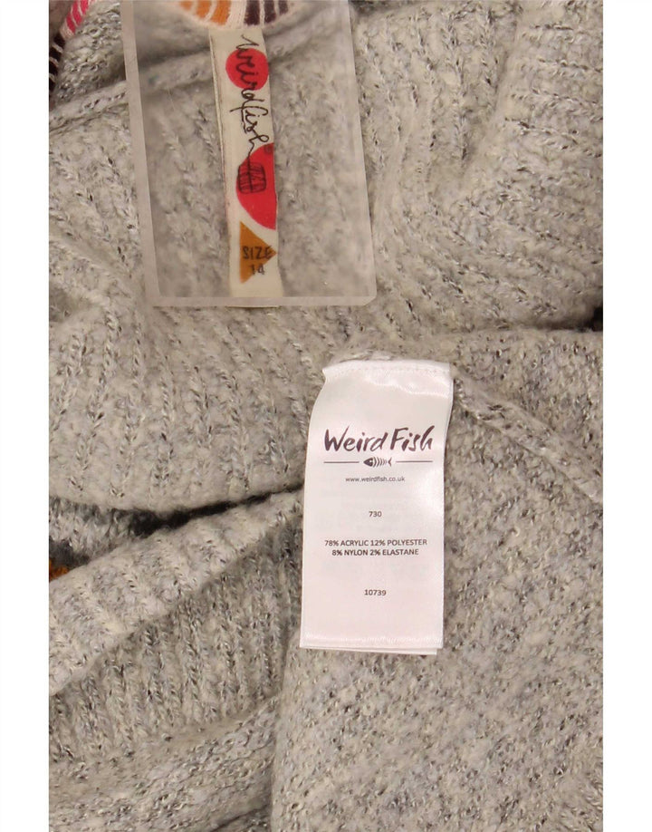 Женский джемпер с высоким воротником Weird Fish, Великобритания, 14, большой серый Fair Isle