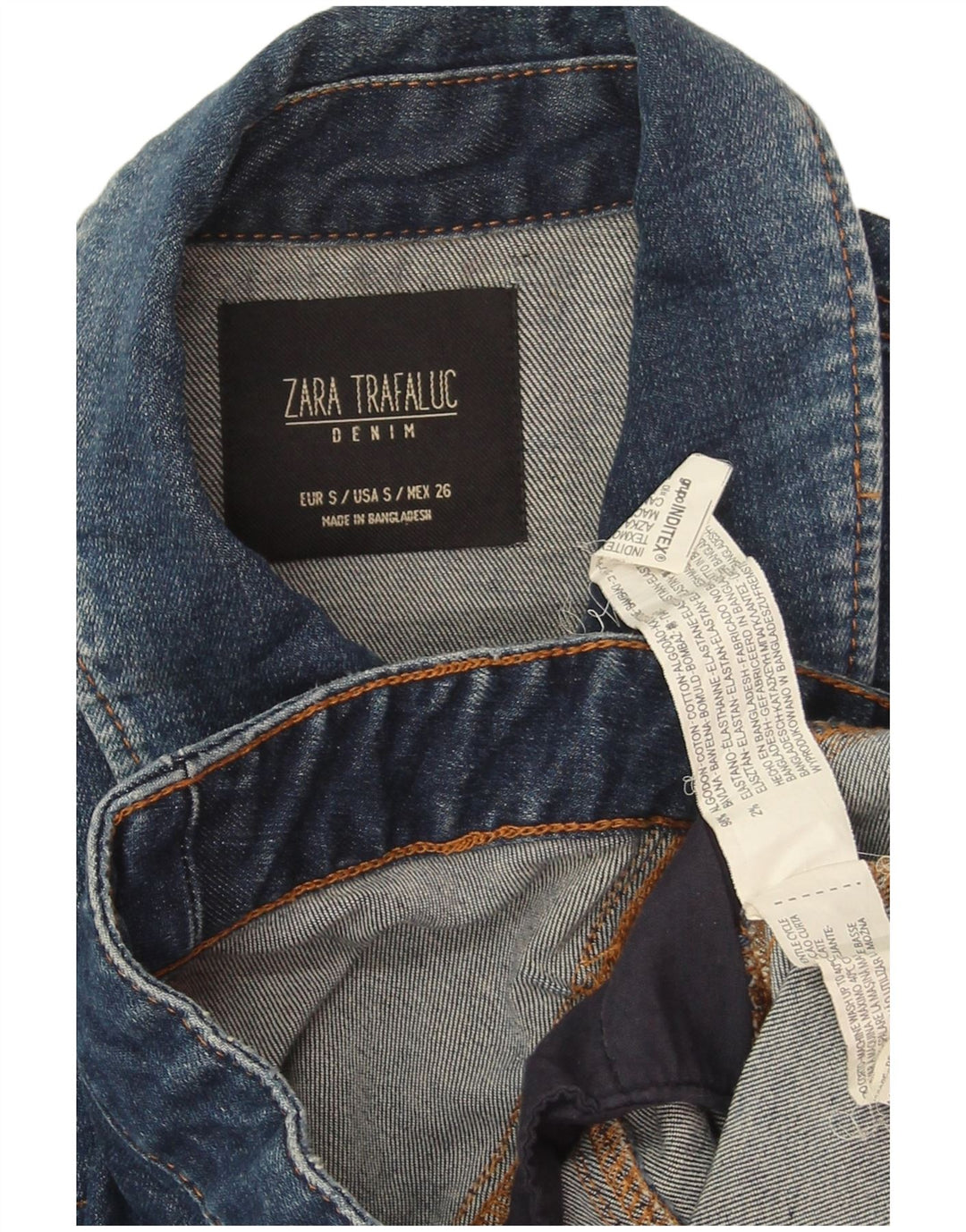 Женская укороченная джинсовая куртка Zara UK 10, маленькая синяя, хлопок