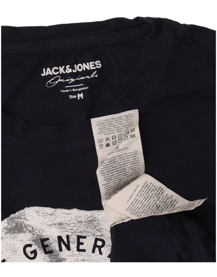 Мужская футболка с рисунком Jack & Jones, темно-синий, хлопковый топ среднего размера