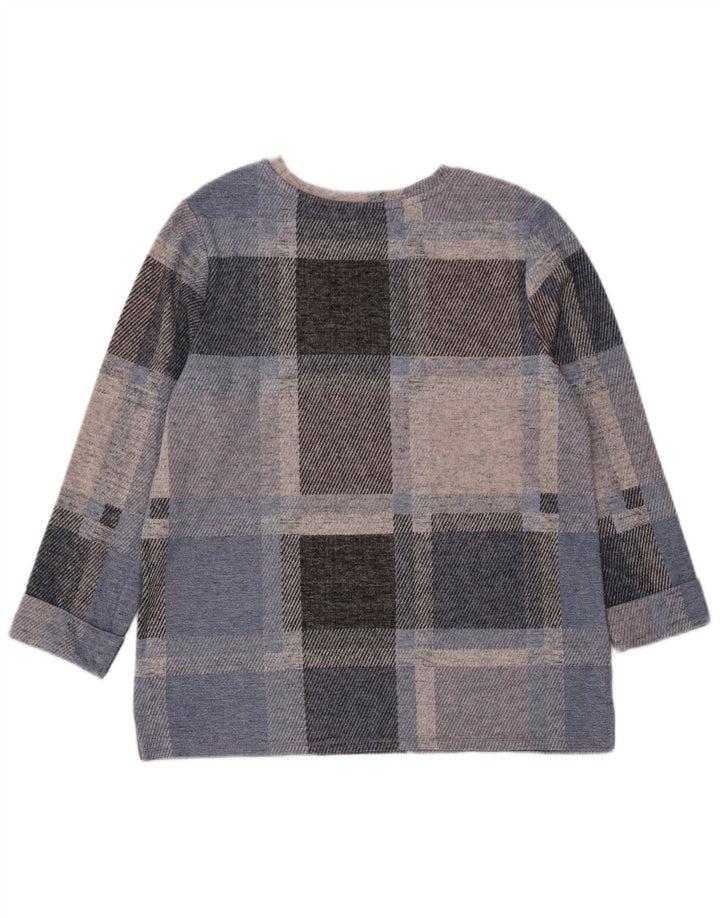 MARKS & SPENCER Womens Boat Neck Jumper Sweater UK 12 Medium Blue Check