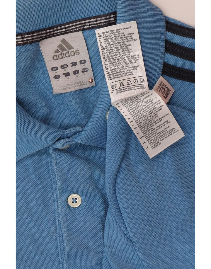 Мужская рубашка-поло ADIDAS, хлопок среднего синего цвета
