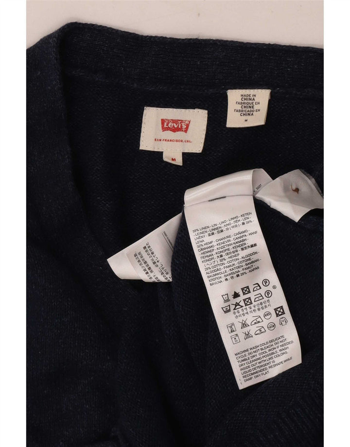 Мужской кардиган Levi's, темно-синий льняной свитер среднего размера