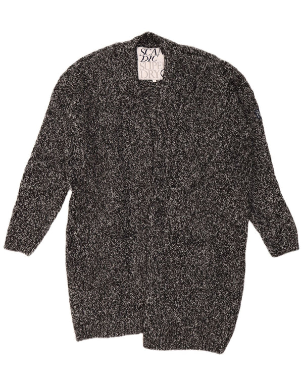 SUPERDRY Женский длинный длинный кардиган оверсайз-свитер UK 18 XL Серый в крапинку