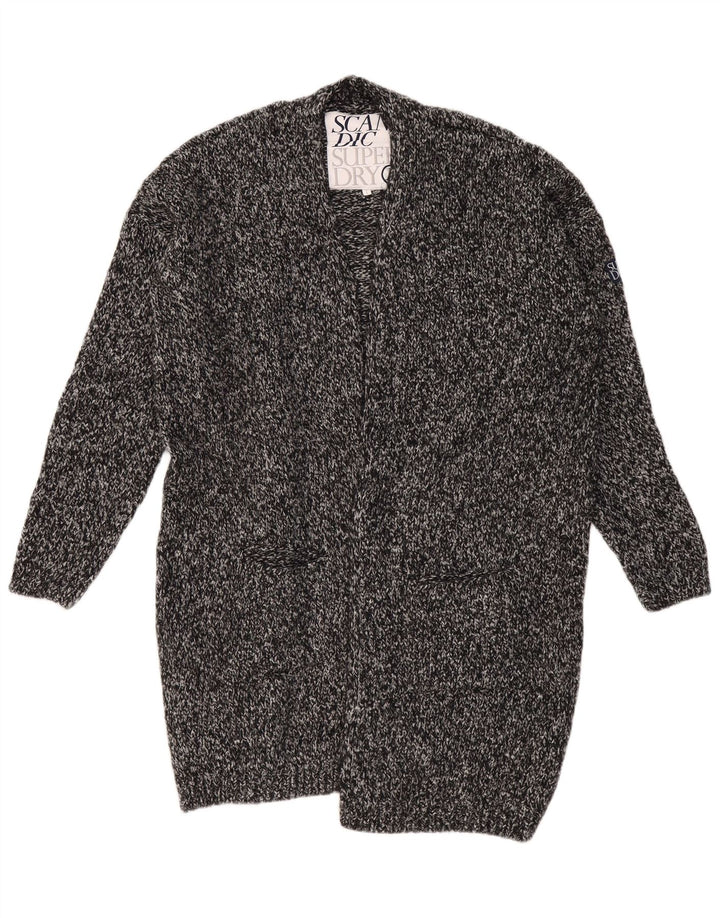SUPERDRY Женский длинный длинный кардиган оверсайз-свитер UK 18 XL Серый в крапинку