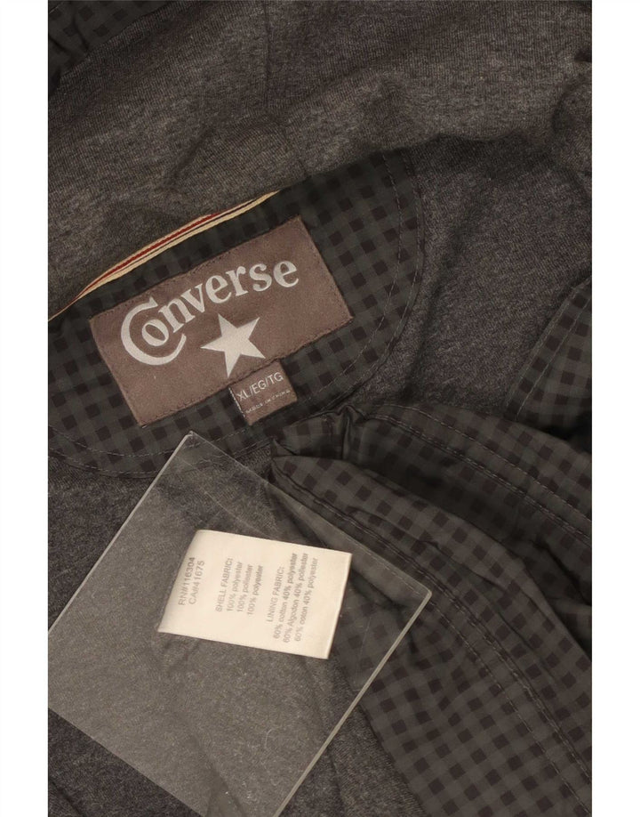 Мужская ветровка с капюшоном Converse UK 42 XL, полиэстер серого цвета в мелкую клетку