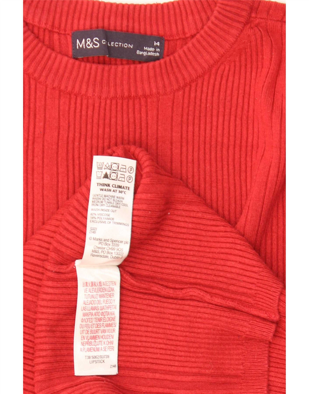 Женский джемпер с круглым вырезом Marks & Spencer UK 14, средний красный вискоза