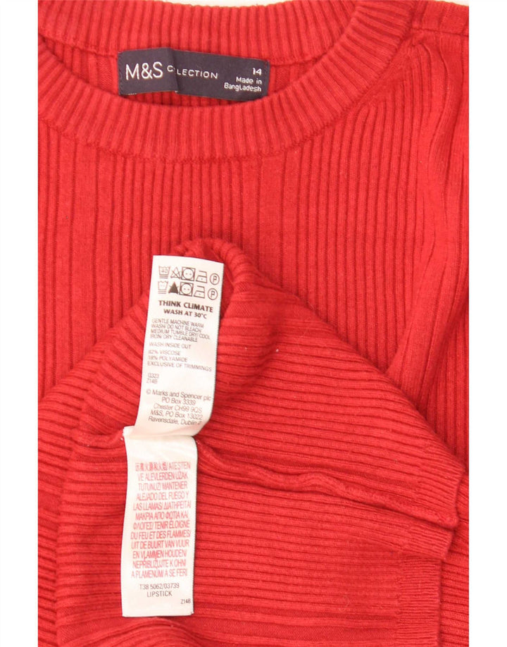 Женский джемпер с круглым вырезом Marks & Spencer UK 14, средний красный вискоза