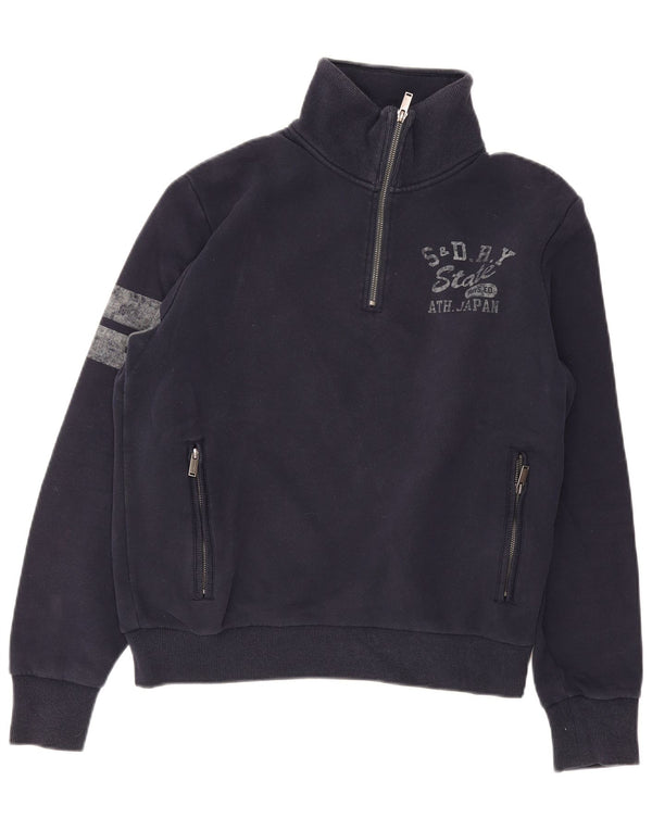 Мужской свитшот с рисунком Superdry, большой темно-синий, с цветными блоками