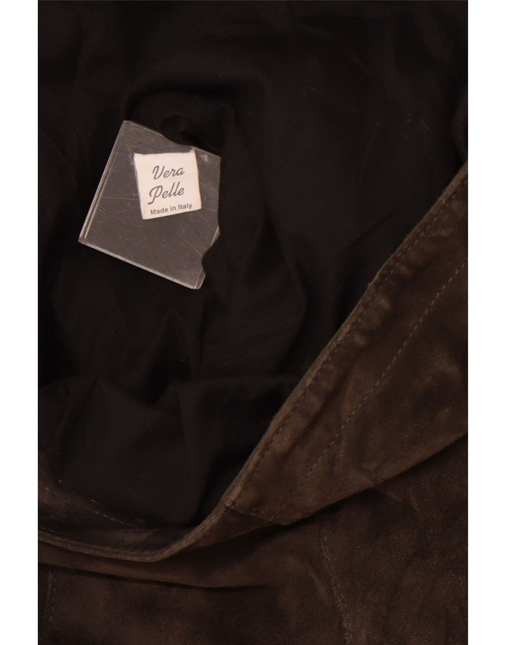 Винтажная женская замшевая куртка UK 12, кожа среднего коричневого цвета