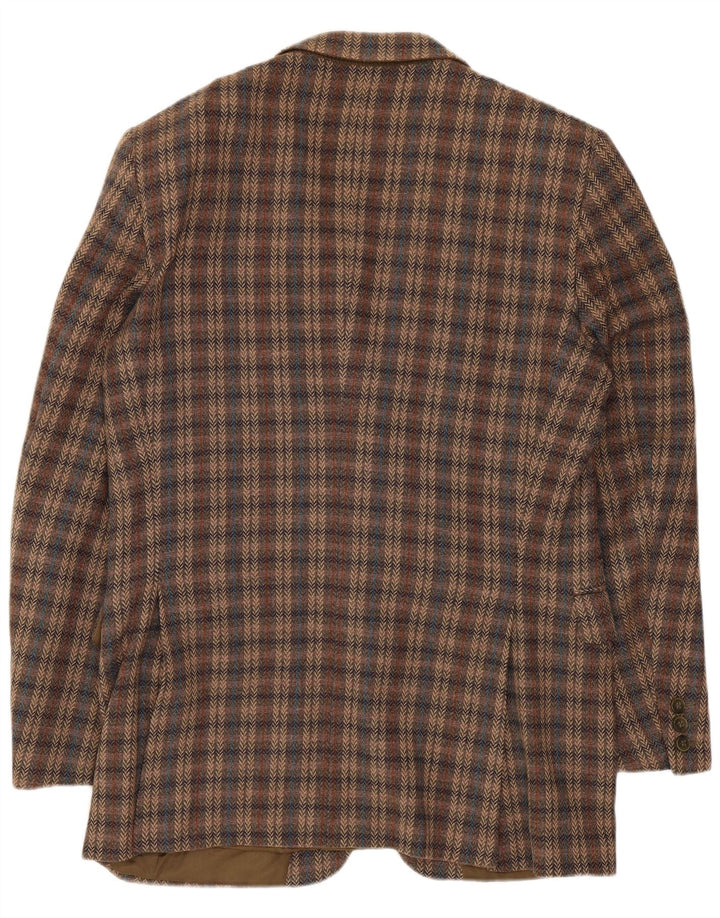Мужской пиджак Jaeger на 2 пуговицах UK 38, средний коричневый в клетку из натуральной шерсти
