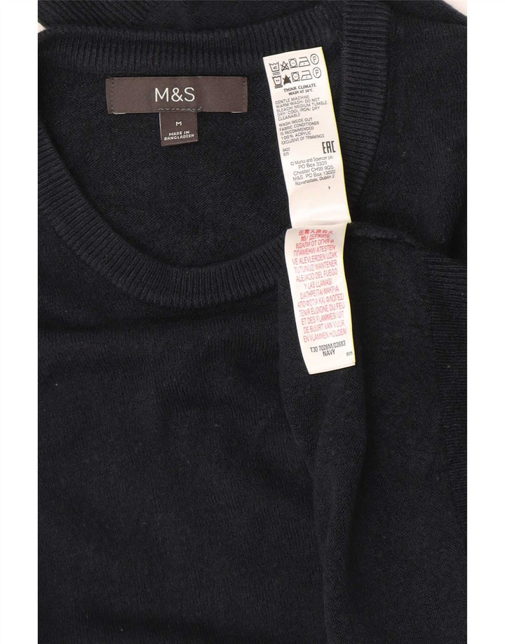 Мужской джемпер с круглым вырезом Marks & Spencer среднего размера, темно-синий, акрил