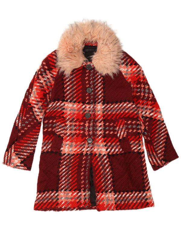 Женское пальто Zara UK 6 XS в красную клетку