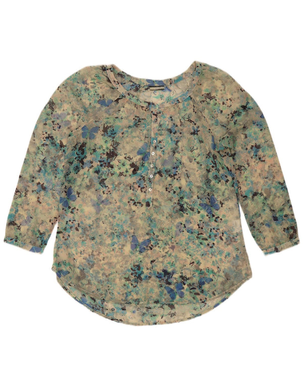 Винтажная женская блузка-топ UK 18 XL Бирюзовый пятнистый цвет