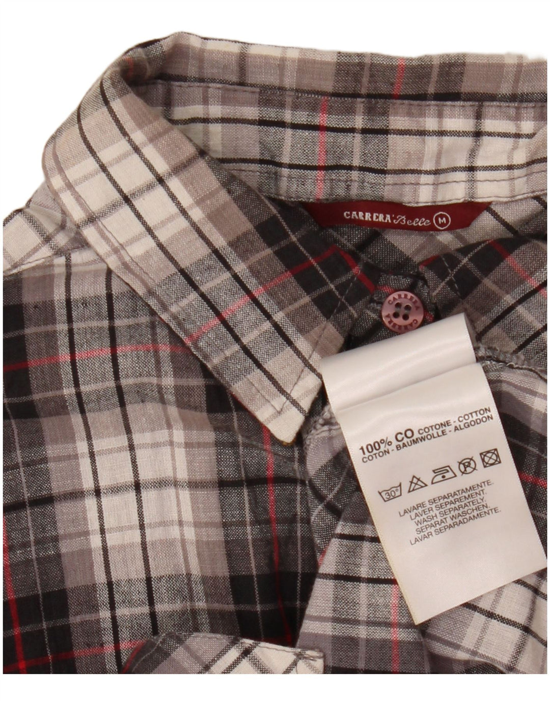 Женская блузка-рубашка с коротким рукавом Carrera UK 14, хлопковая клетка среднего серого цвета