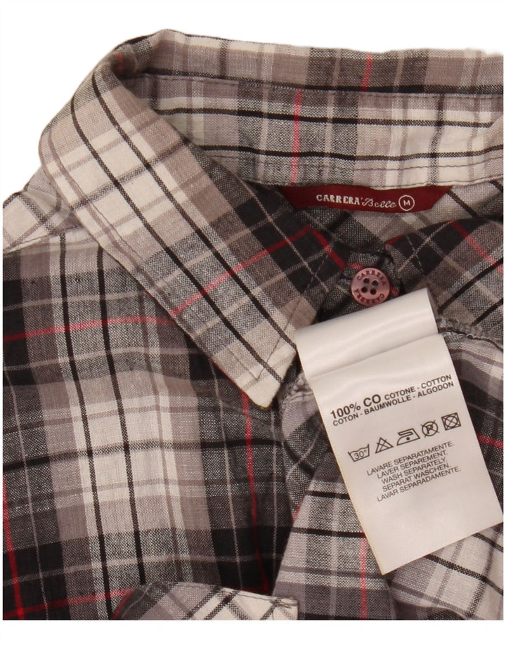 Женская блузка-рубашка с коротким рукавом Carrera UK 14, хлопковая клетка среднего серого цвета