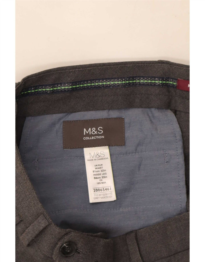 Мужские узкие брюки Marks & Spencer W32 L33 из серого полиэстера