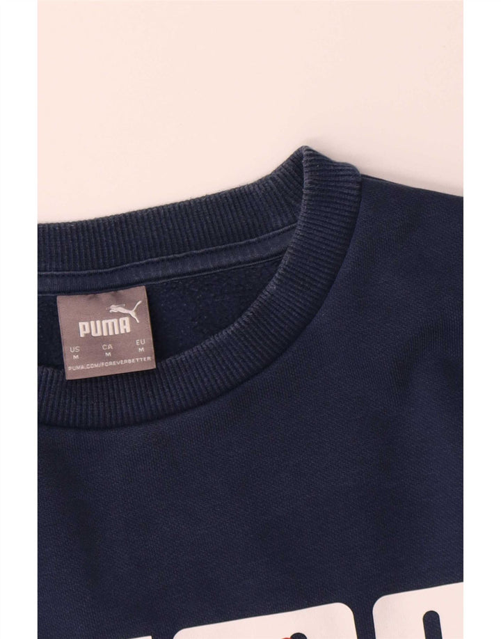 Мужской свитшот с рисунком Puma, средний темно-синий хлопковый джемпер