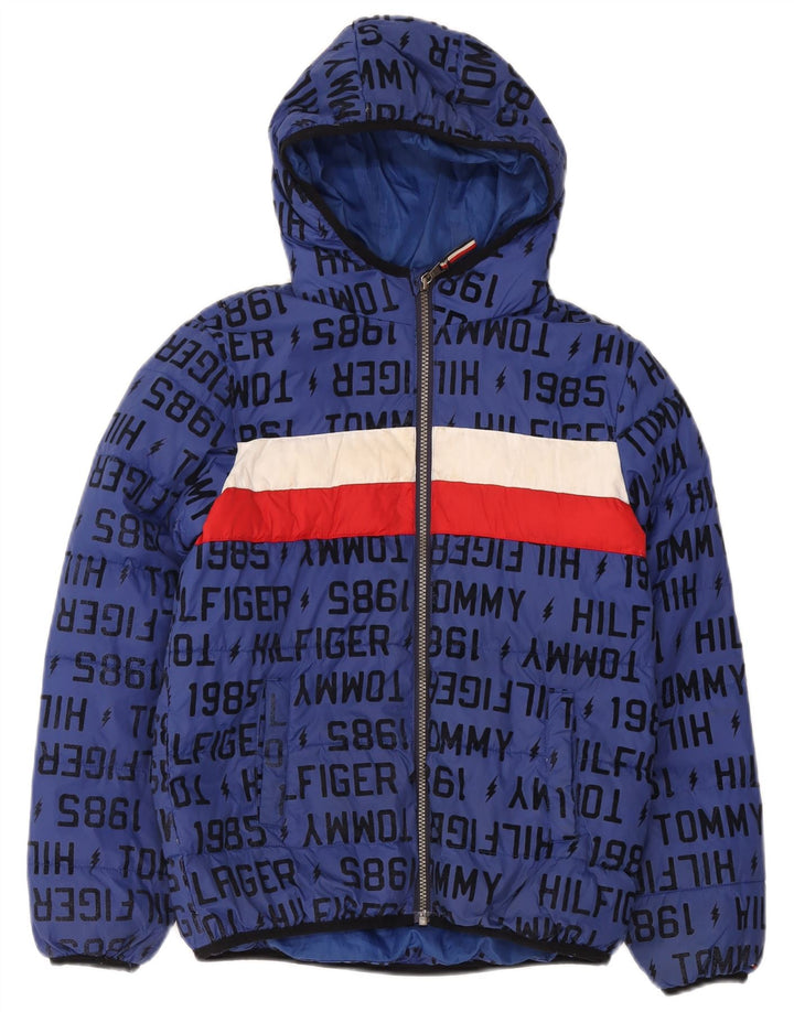 Утепленная куртка с рисунком Tommy Hilfiger для мальчиков 12–13 лет, большая синяя