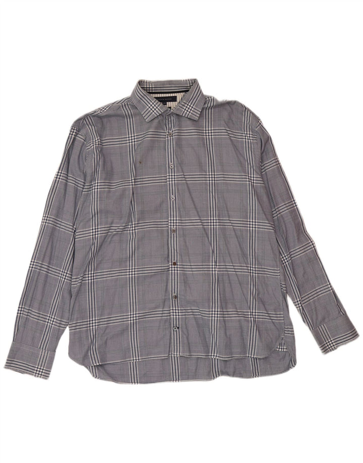 TOMMY HILFIGER Mens Flannel Shirt 2XL Blue Check Cotton