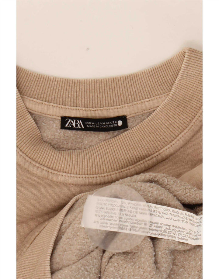 Женский свитер оверсайз Zara UK 14, средний бежевый, хлопок