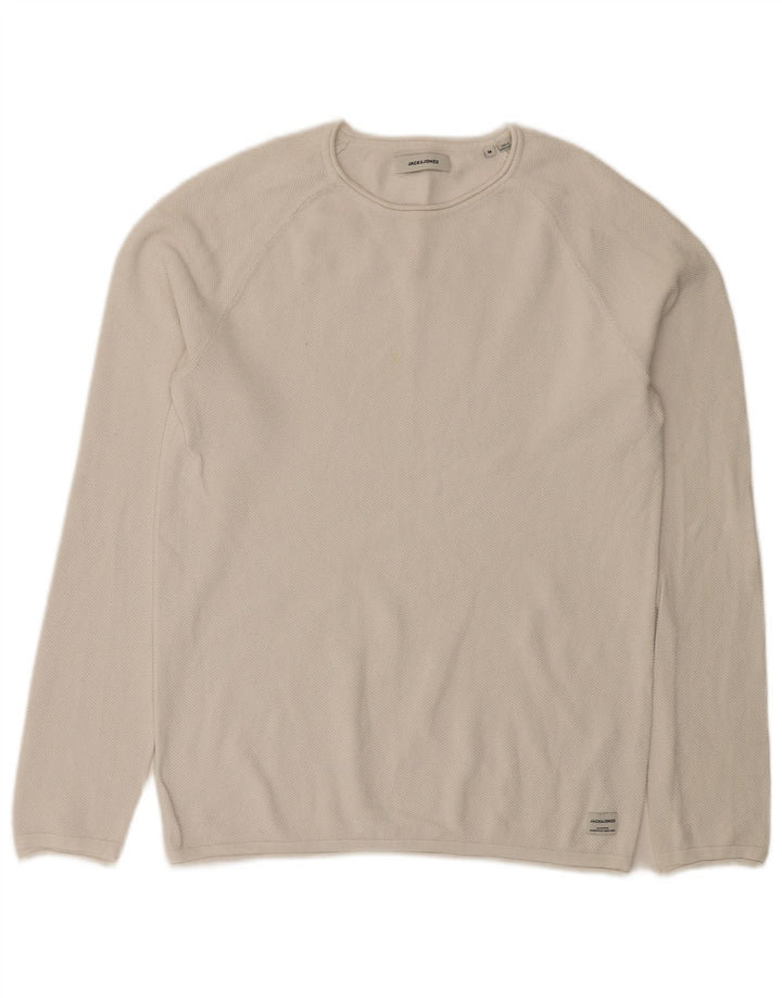 Мужской джемпер с вырезом «лодочка» Jack & Jones, средний белый хлопковый свитер