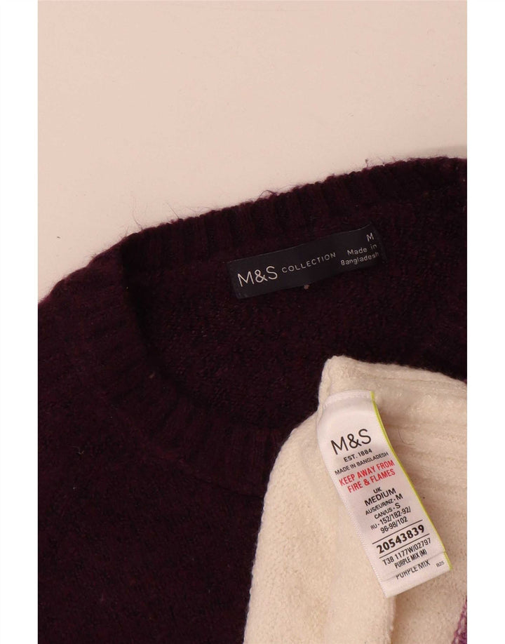 Женский джемпер с круглым вырезом Marks & Spencer UK 14, средний фиолетовый в полоску
