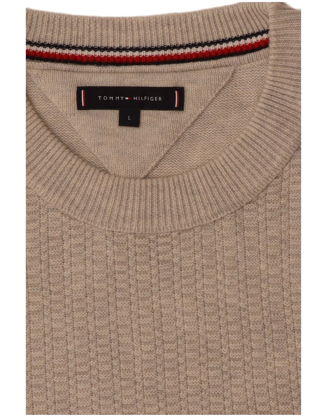 Мужской джемпер с круглым вырезом Tommy Hilfiger, большой бежевый