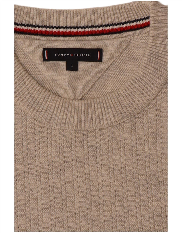 Мужской джемпер с круглым вырезом Tommy Hilfiger, большой бежевый