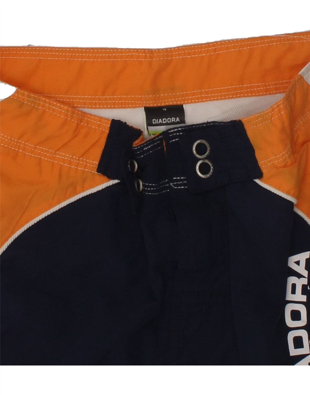 DIADORA Boys Graphic Swimming Shorts 11-12 Years Navy Blue Colourblock | Vintage Diadora | Thrift | Second-Hand Diadora | Used Clothing | Messina Hembry 