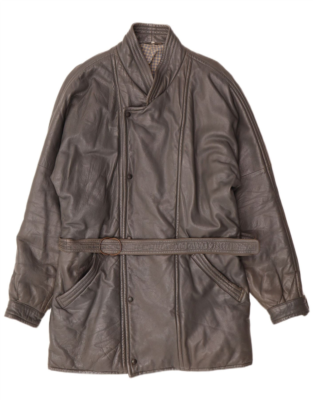 DRESSCO Мужское кожаное пальто IT 54 2XL Серое кожаное