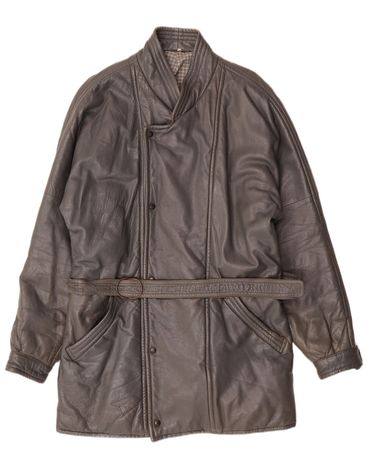 DRESSCO Мужское кожаное пальто IT 54 2XL Серое кожаное