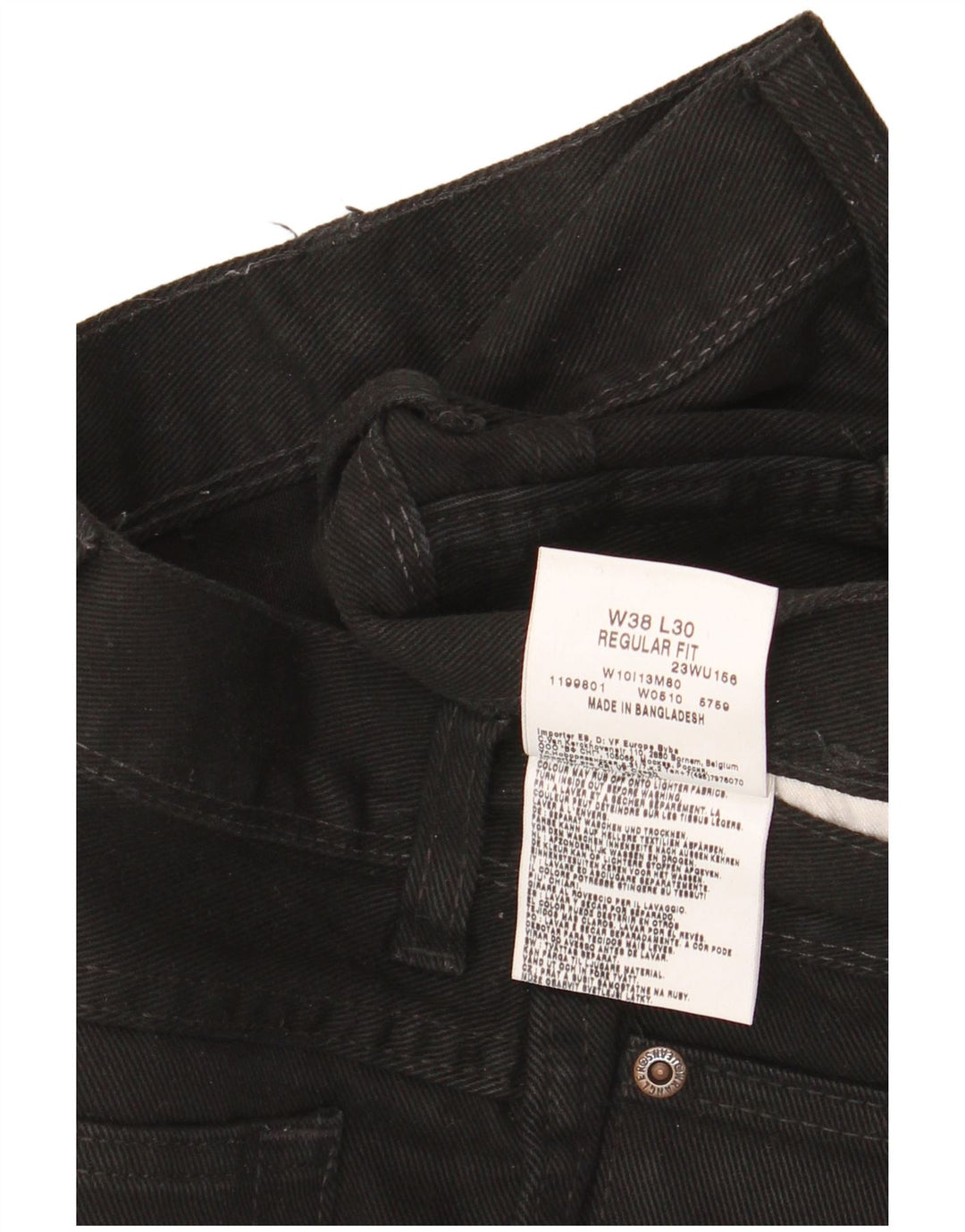 Мужские прямые джинсы Wrangler стандартного кроя W38 L30, черный хлопок